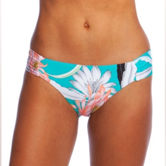 NWT Trina Turk Shirred Side Hipster Bikini Bottoms in Jade, Size 6 - Picture 2 of 10
